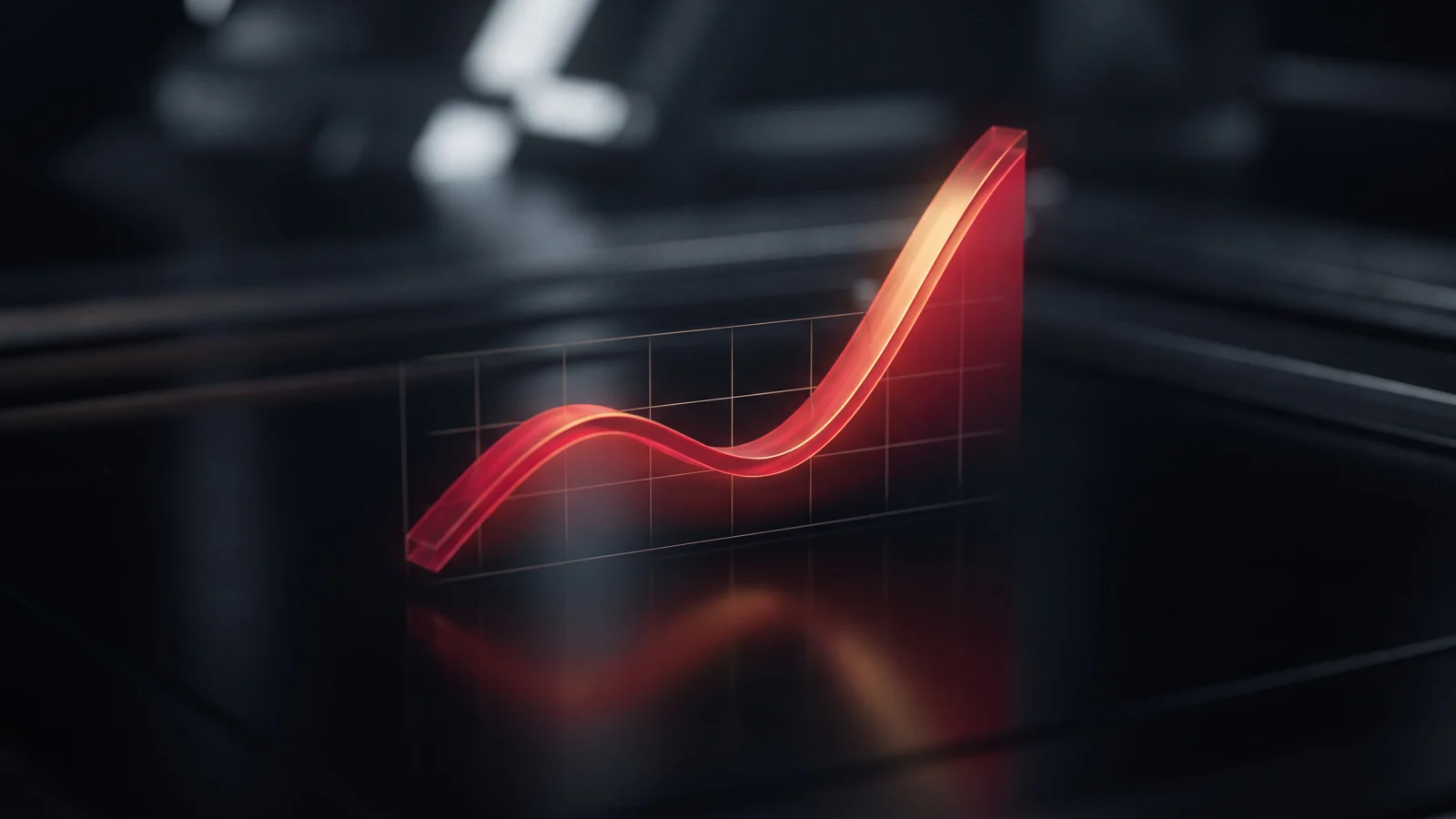 Glowing performance curve above a measurement grid, representing response times measured under load